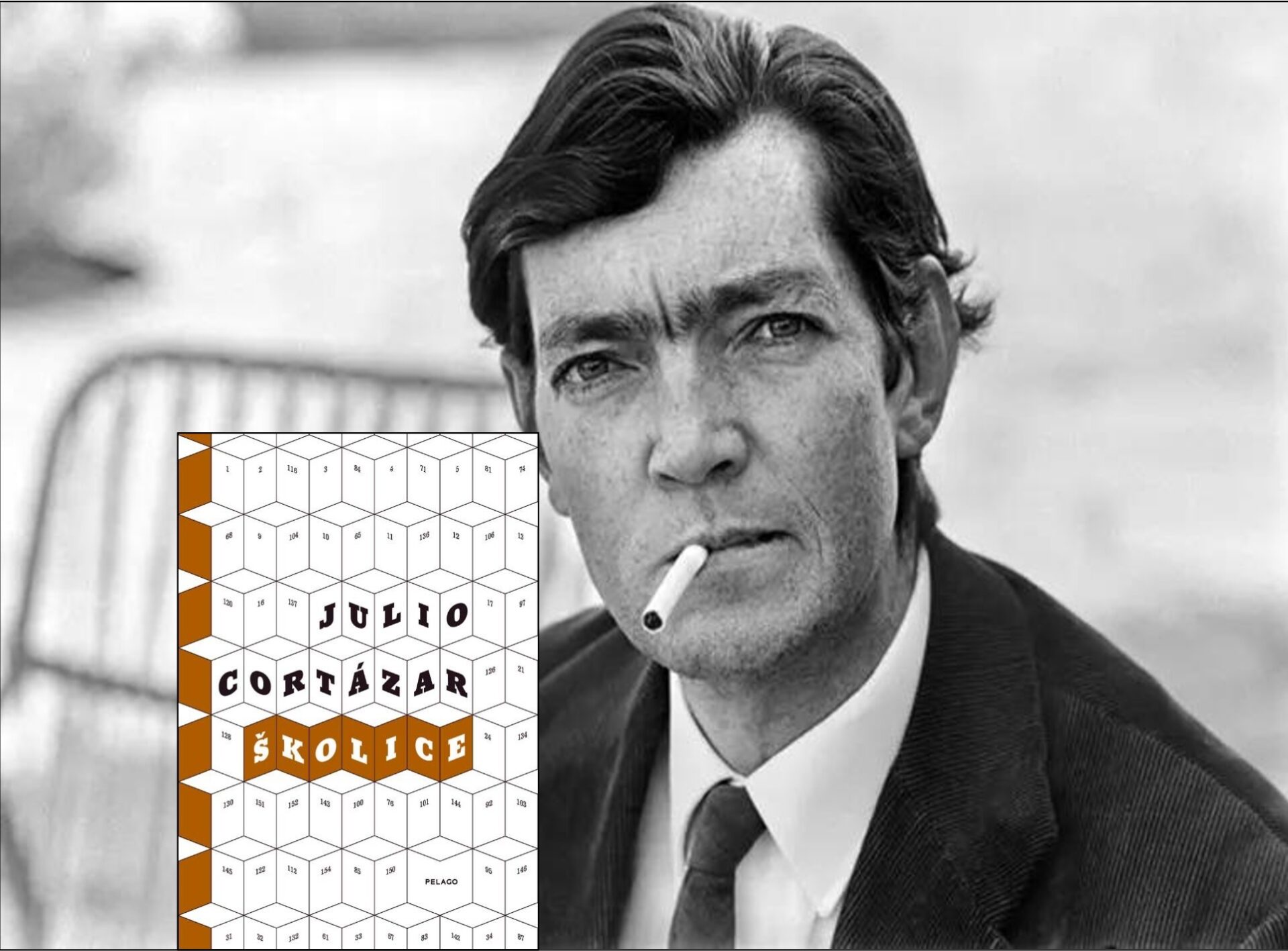 Portret Julio Cortazar i naslovnica Školice