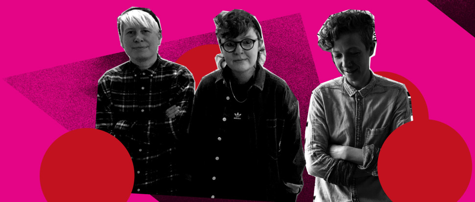 Portret osnivača Cipher Pressa. Ellis, Jenn Thompson i kreativna direktorica Carly Murphy-Merrydew