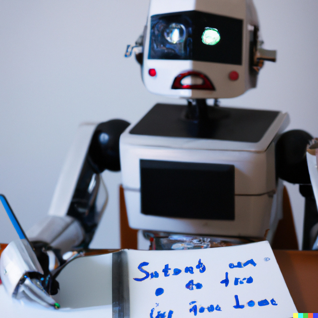 Robot koji ne uživa na tečaju kreativnog pisanja, autor: UI