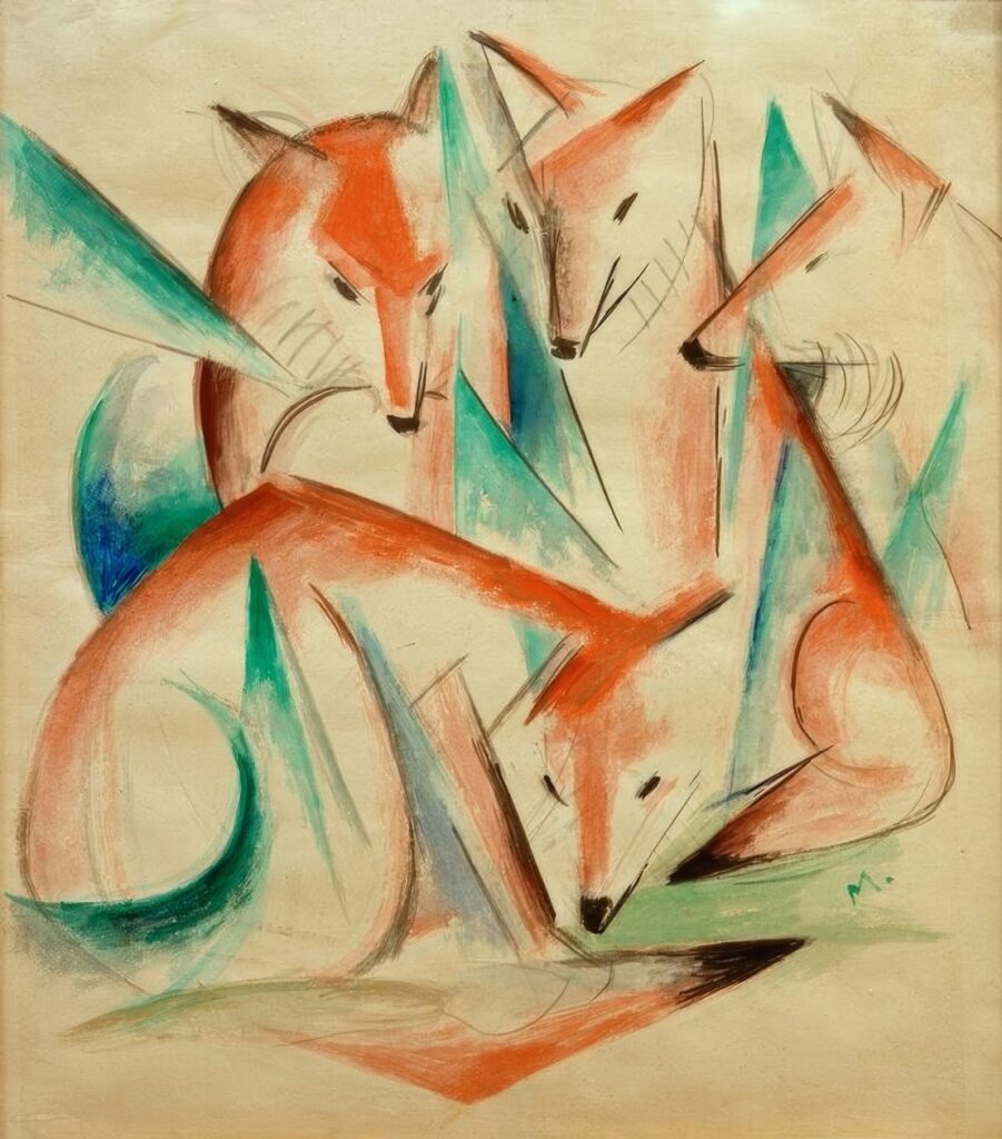 Franz Marc: Četiri lisice, 2013. akvarel.